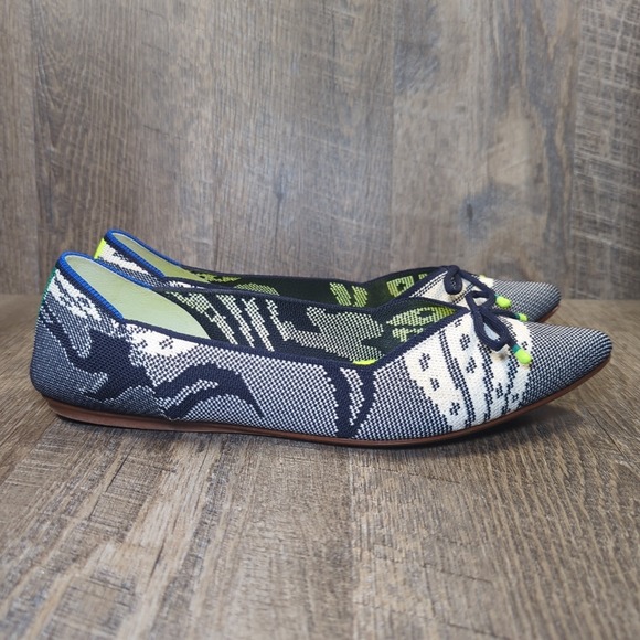 Rothy's The Point Bow Flat Botanical Navy Blue Women's Size 10.5 Retired - Picture 2 of 14